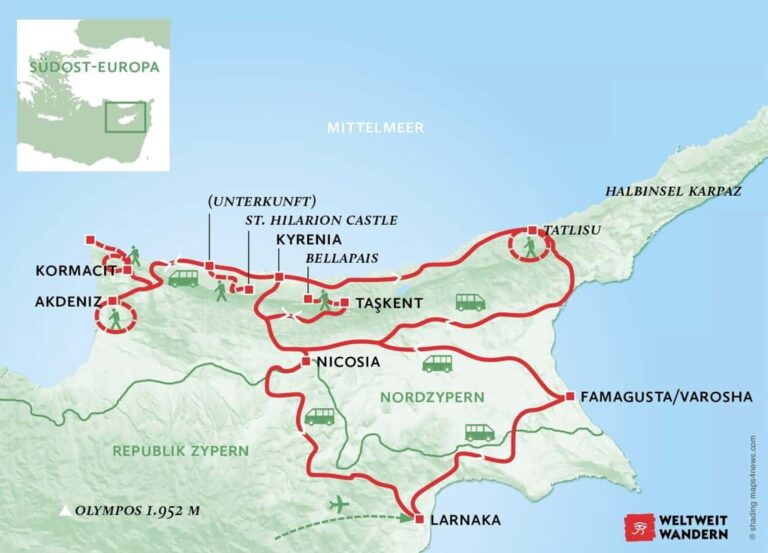 Wanderkarte Nordzypern -Weltweitwandern